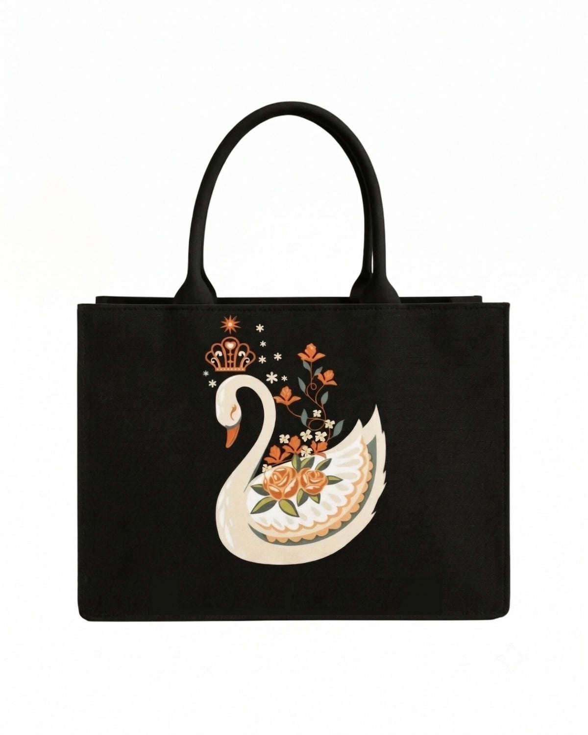 Custom Name Swan Tote Bag | Canvas Handbag for Women
