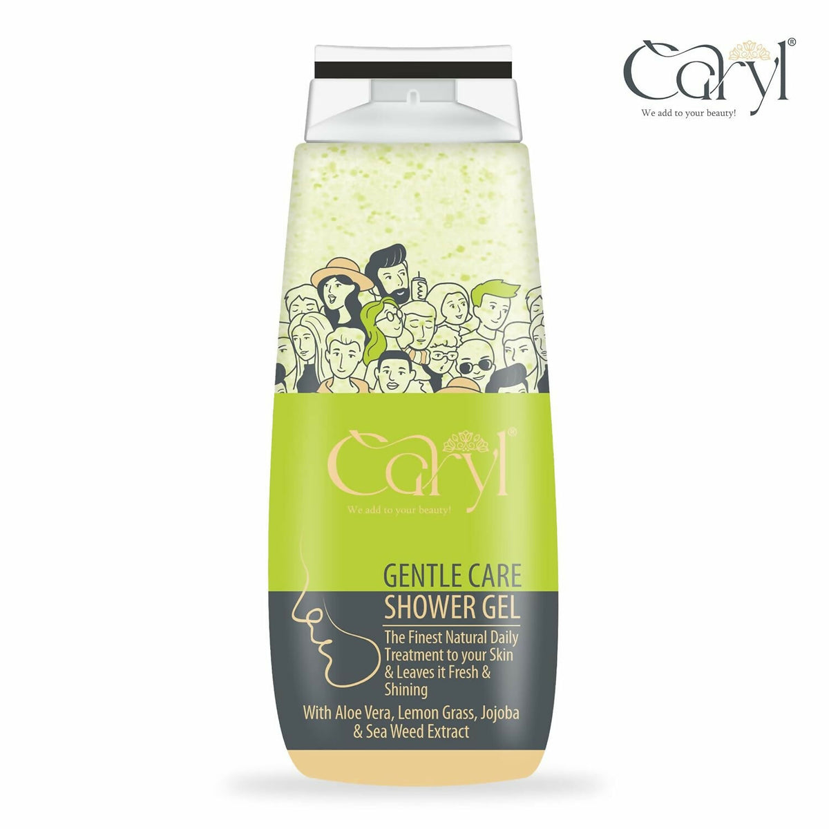 Caryl 280ml Gentle Care Body Wash|Hydrating Refreshing Body Wash for Men & Women Dry Skin|Shower Gel with Aloe Vera, Lemongrass, Jojoba & Seaweed|Paraben & Soap Free|Daily Use for All Skin Types