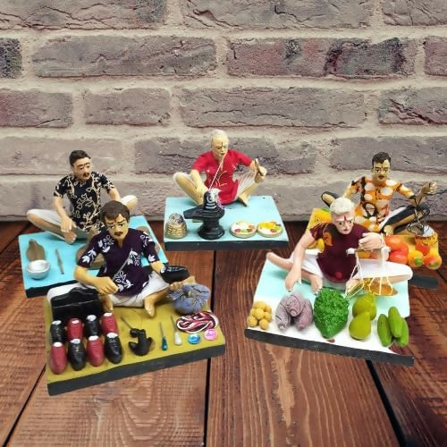 Simonart And Printig Handicrafts Combo Golu Dolls Home Decor 5 Set, Multicolor