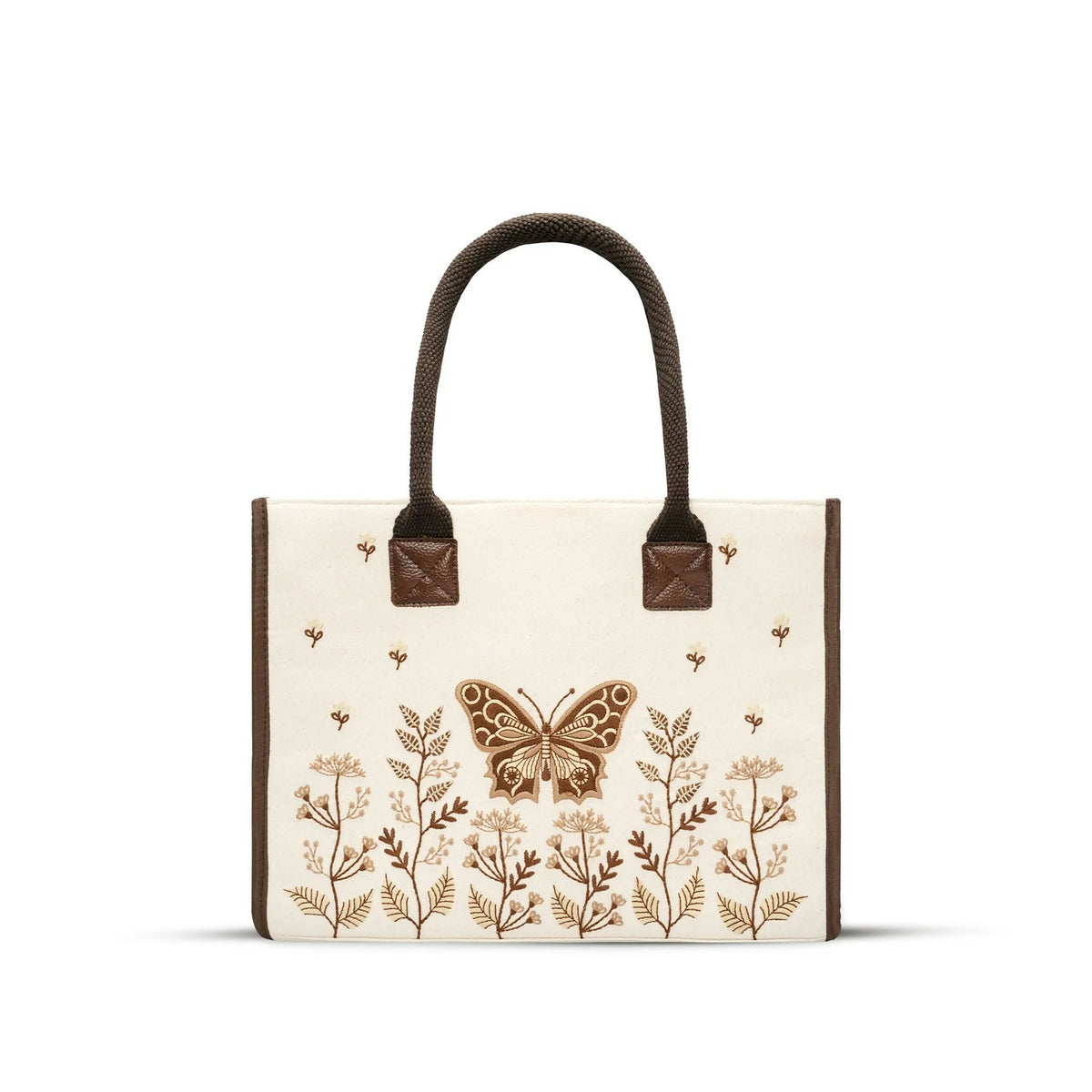 Personalized Butterfly Embroidered Cotton Canvas Handbag - Pure Cotton