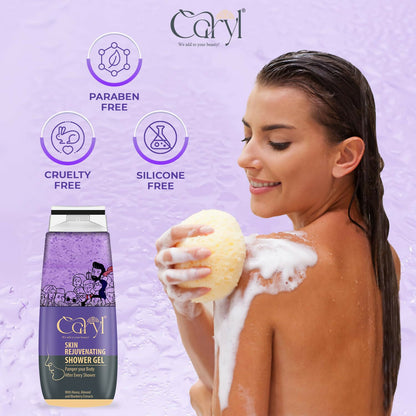 Caryl 280ml Skin Rejuvenating Body Wash|Hydrating & Gentle Exfoliating Body Wash for Glowing Skin Women, Wen|Shower Gel with Honey,Almond & Blueberry Extract|Daily Use Bath Gel All Skin|Paraben Free