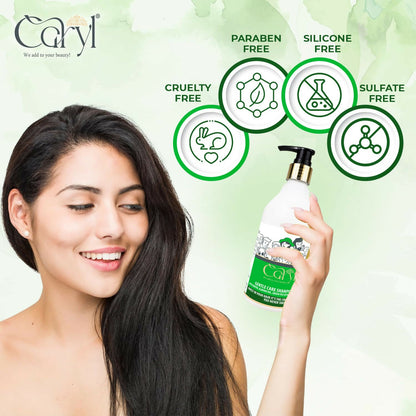 Caryl Gentle Care Shampoo | Enriched with Biotin, Almond Oil & Green Tea Extract | Repairs and Protect Damaged Hair | Sulphate Free | Suitable for Men & Women – 300 ML