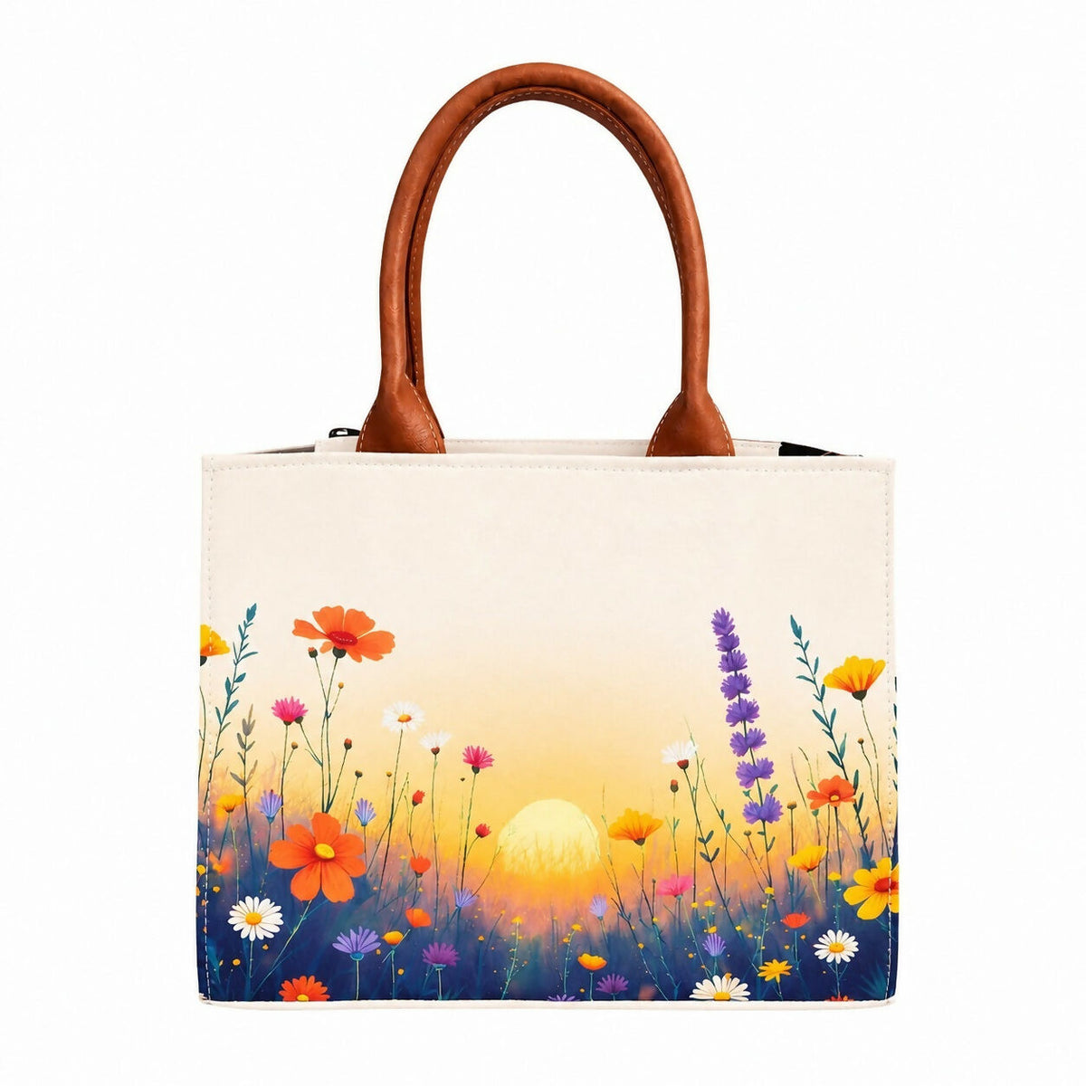 Custom Name Floral Tote Bag | Canvas Handbag for Women