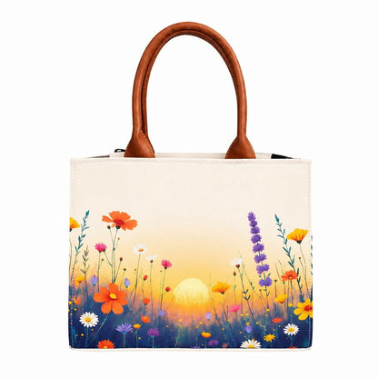 Custom Name Floral Tote Bag | Canvas Handbag for Women
