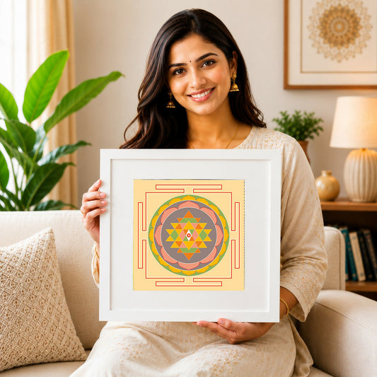Shri Yantra sacred geometry wall art for abundance meditation and positive energy