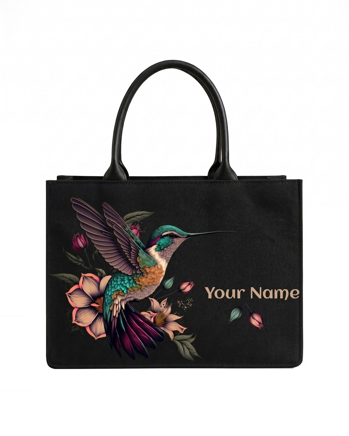 Custom Name Hummingbird Canvas Tote Bag for Women