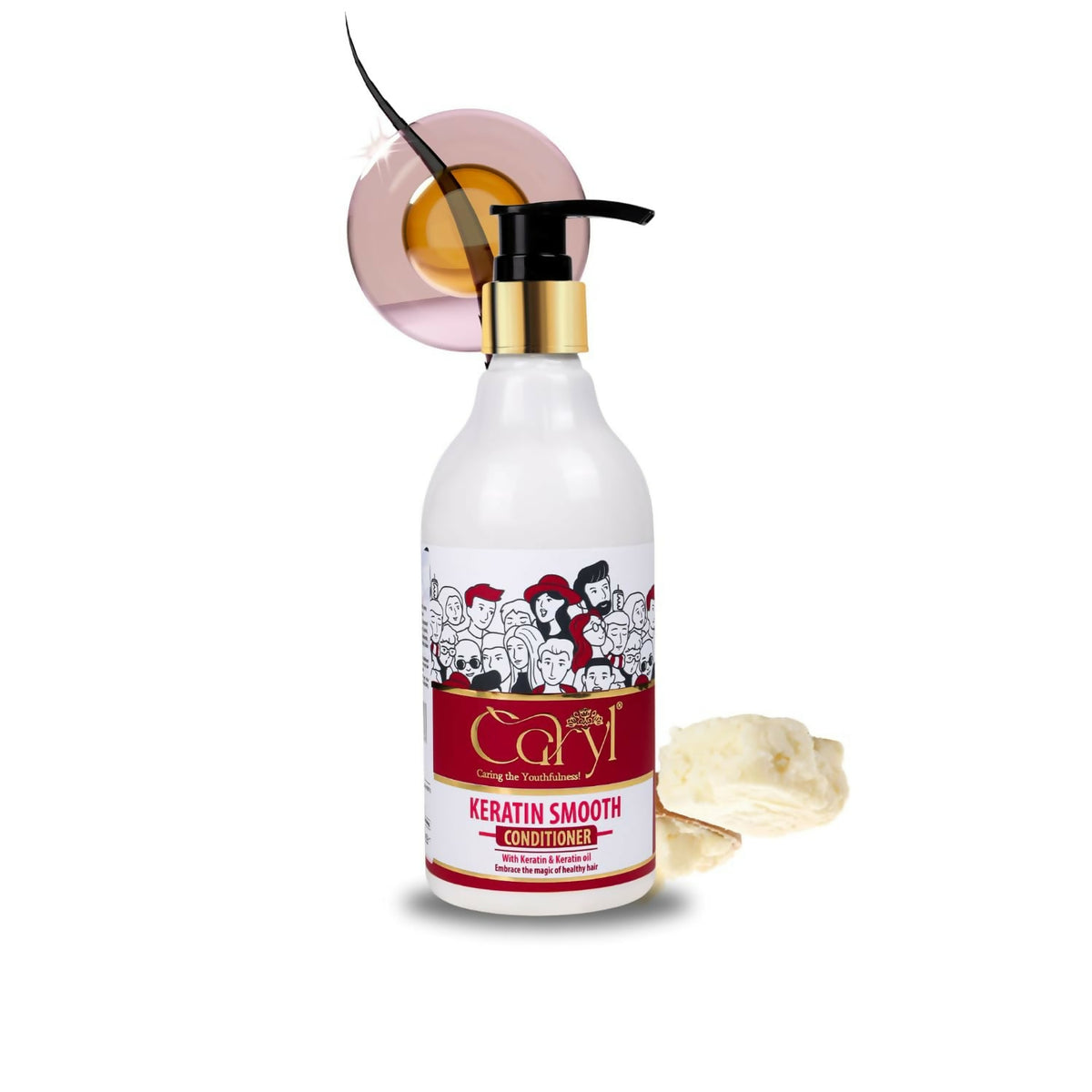 Caryl Keratin Smooth Conditioner 280ml | Frizz Control & Shine | Infused with Keratin & Shea Butter