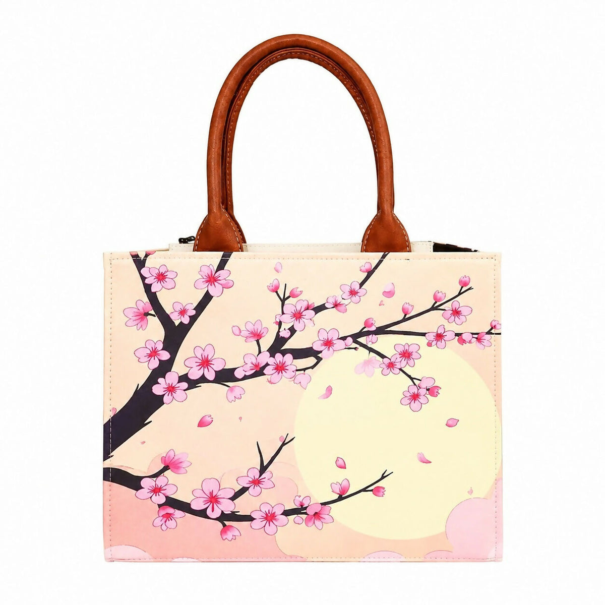 Custom Name Cherry Blossom Tote Bag | Canvas Handbag for Women