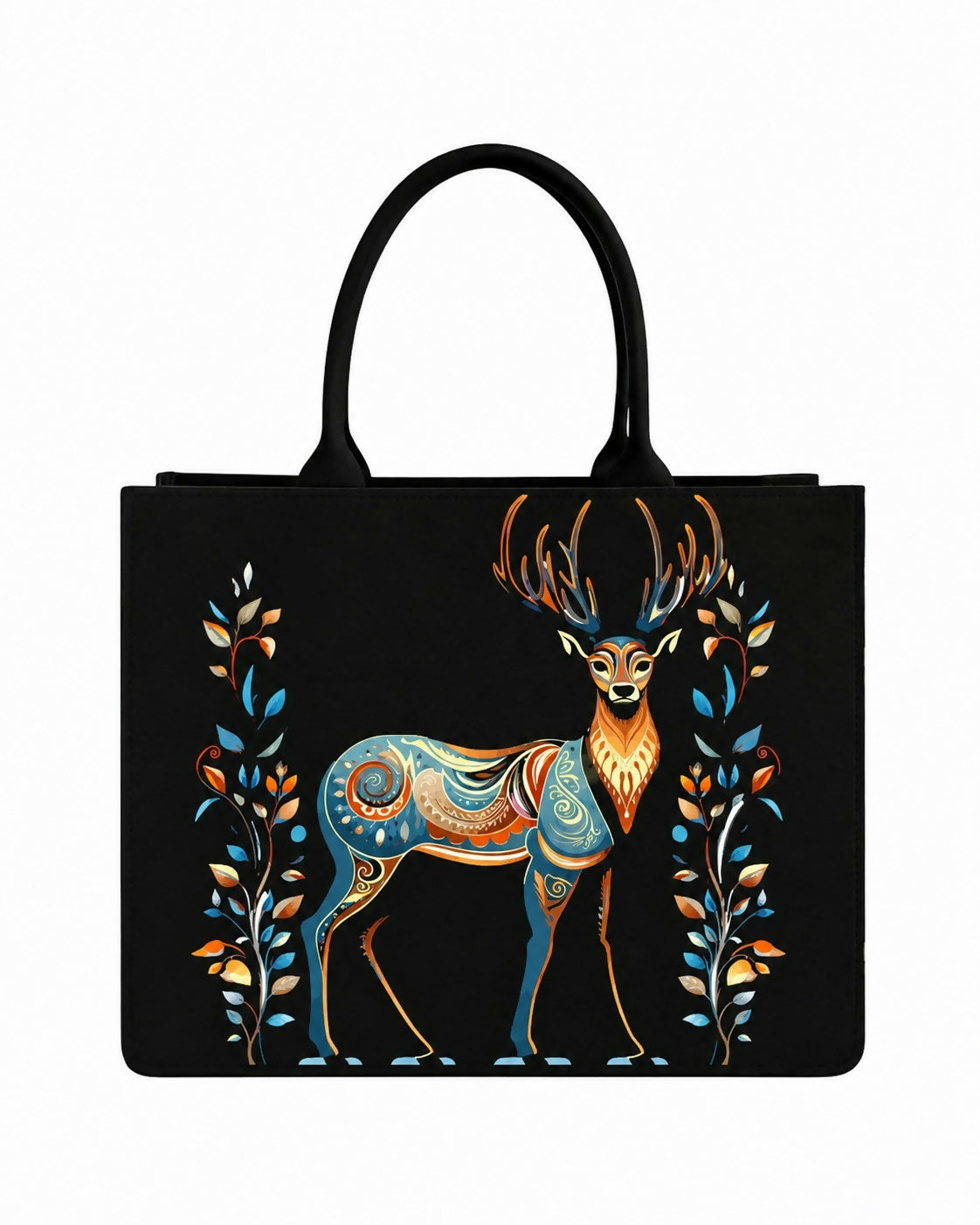 Custom Name Artistic Deer Tote Bag | Canvas Handbag for Women