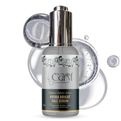 Caryl Hydra Bright Face Serum for Hydration & Glow | Niacinamide, Rice Water, Squalane, Sodium Hyaluronate & Licorice Extract | Brightening & Moisturizing Serum for Dull, Dry & Uneven Skin | Lightweight Hydrating Face Serum | 30 ml