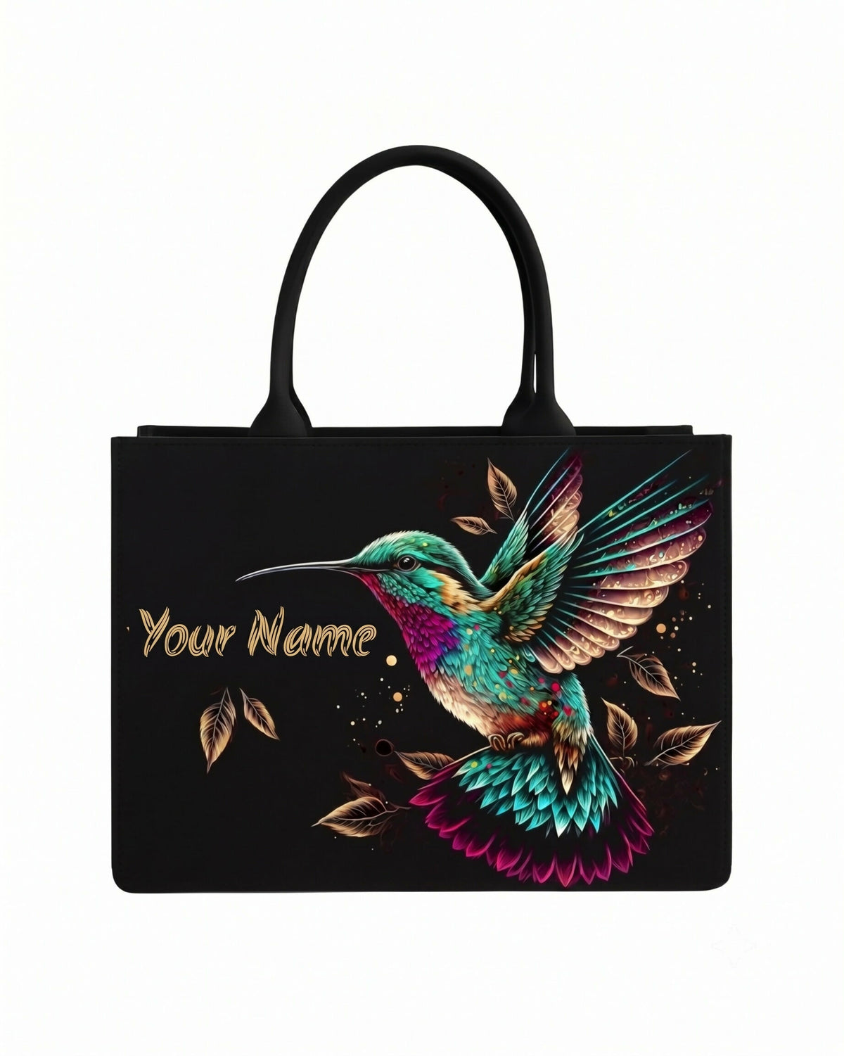 Custom Name Humming Bird Canvas Tote Bag for Women