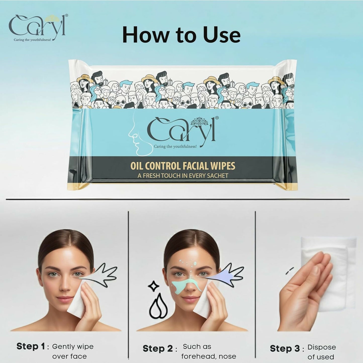 CARYL Micelle Glow makeup remover micellar water facial wet wipes for women (72 Single use Sachets) | Micellar Water Formula with Aloe Vera, Chamomile Extract, D Panthenol | Gentle Facial Cleansing Wet Tissues for Soft, Hydrated Skin, lipstick remover wip